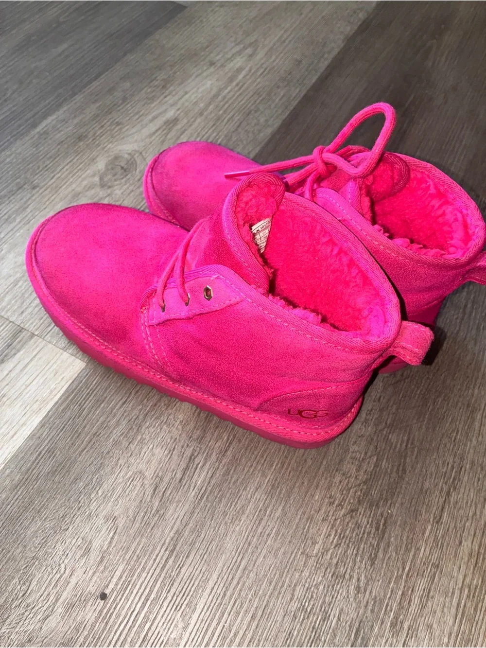 UGG Kids Hot Pink Lace-Up Fleece Boots kids size 4